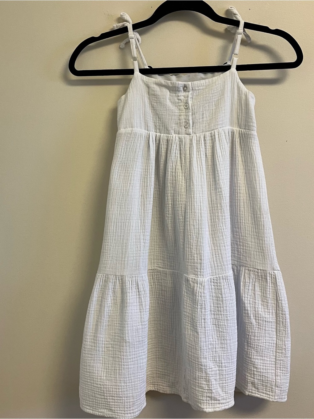 Girls Dress Size 6 White Black Embroidered Floral Detail Tie-Shoulder btween - Picture 2 of 7